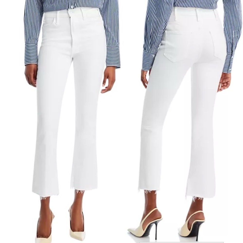 MOTHER White Cropped Flare Jeans